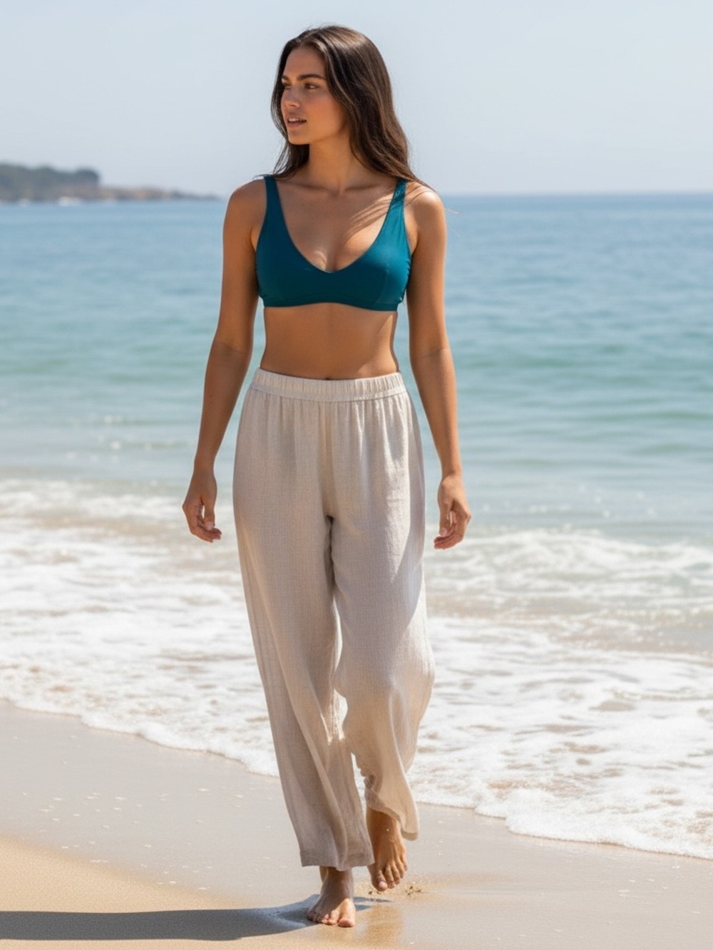 Summersalt The Tide Scoop-Neck Bikini Top in Seaweed Teal Size 6 ✨